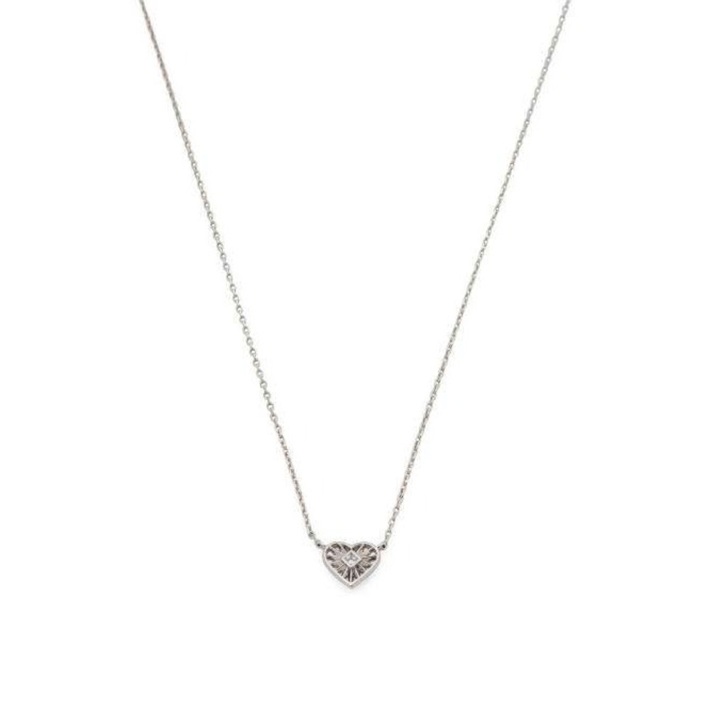 Kendra Scott Anna CZ Sunburst Heart Necklace – Silver